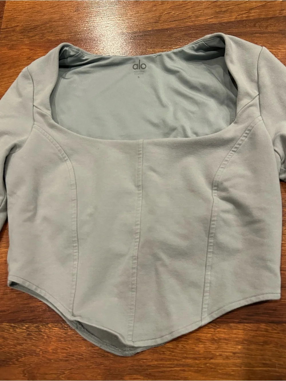 ALO Yoga Soft Sculpt Long Sleeve Top Blue Size Small Built in Bra